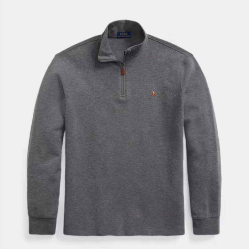 Polo Ralph Lauren 1/4 Quarter Zip Estate Rib Pullover Sweater Barclay Heather L